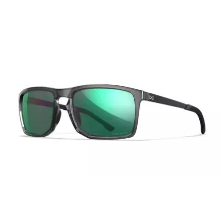 Wiley X WX AXE Captivate Polarised Green Mirror Lens / Gloss Crystal Grey Frame