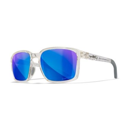 Wiley X WX ALFA Captivate Polarised Blue Mirror Lens / Gloss Clear Crystal Frame