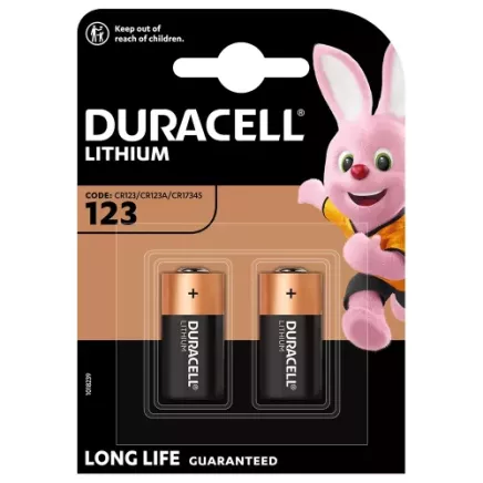 Duracell Lithium DL123 CR123A Batteries - 2 Pack