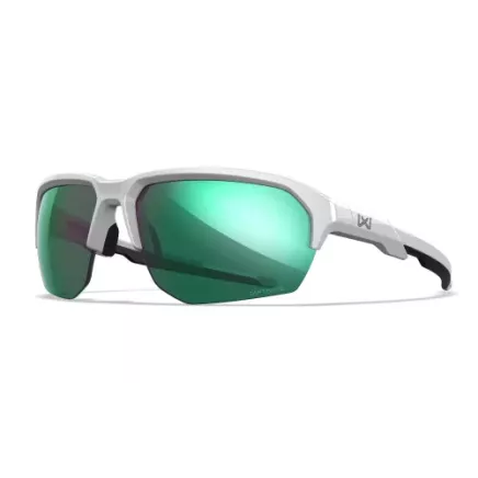 Wiley X WX JAKL Captivate Polarised Green Mirror Lens / Polished White Frame