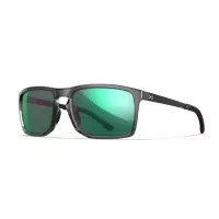 Wiley X WX AXE Captivate Polarised Green Mirror Lens / Gloss Crystal Grey Frame