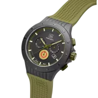 Glock Precision Limited Edition Black Titanium Case / Green Silicone & Black Mesh Strap Watch GW-27-1-24
