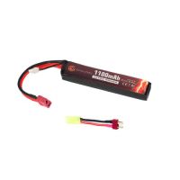 Evolution Li-Po Ultra Power 11.1V 1100mAh 20C - 40C Peak Airsoft Battery with T- Plug + Adapter