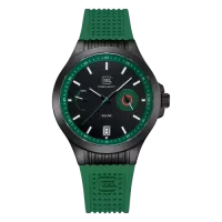 Glock Precision Black Steel Case / Green Silicone Strap Watch GW-19-4-22