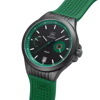 Glock Precision Black Steel Case / Green Silicone Strap Watch GW-19-4-22