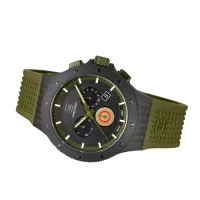 Glock Precision Limited Edition Black Titanium Case / Green Silicone & Black Mesh Strap Watch GW-27-1-24