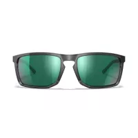 Wiley X WX AXE Captivate Polarised Green Mirror Lens / Gloss Crystal Grey Frame